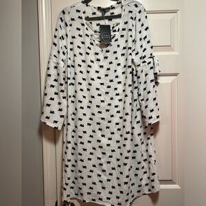 Como Black White Black Swan Print Dress - Size 0X